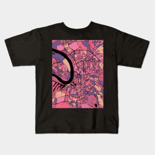 Dusseldorf Map Pattern in Purple & Pink Kids T-Shirt